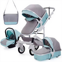 Poussette en alliage d'aluminium à siège réversible, inclinable à plat, avec amortissement des chocs sur quatre roues, pliable et multifonctionnelle, pour bébés de 0 à 6 mois