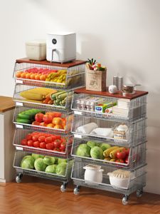 Étagère de rangement multi-niveaux pour cuisine, étagère d'angle sur pied, nouveau panier à légumes, organisateur multifonctionnel - Product Image 1
