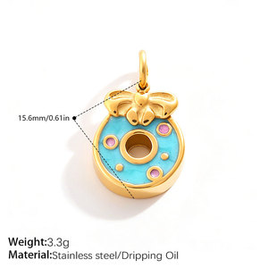 Dijes Personalizados Impermeables de Acero Inoxidable 316L con Baño de Oro 14k 18k y Esmalte, Dijes de Comida para Pulseras y Collares, para Fabricación de Joyas - Product Image 6
