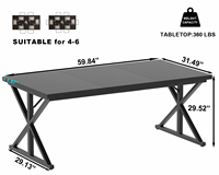 Table à manger moderne en bois grain charbon avec pieds en X robustes pour appartement, idéale pour le réveillon de Noël en famille