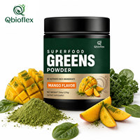 Poudre de Super Aliments Verts Qbioflex en Promotion avec Complexe de Légumes et Fruits, Complément de Fibres Alimentaires, Saveur Mangue
