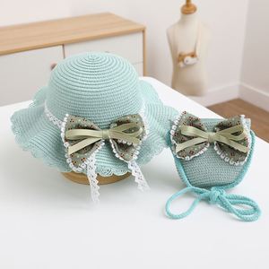 Girls <b>Summer</b> Foldable Bowknot Lace Woven Bucket <b>Hat</b> Custom Children <b>Straw</b> Bag Beach <b>Hats</b> Kids <b>Straw</b> <b>Hat</b> With Bag Sets - Product Image 6