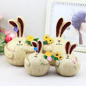 Figurines de lapin en résine, ensemble de quatre figurines d'animaux mignons pour la décoration de la maison, de la chambre à coucher et du salon - Product Image 1