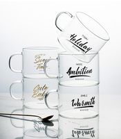 Tasse à café décorative grand verre en gros bière lait boire clair moderne fait à la main tasse en verre tasses classiques fête poignée 100