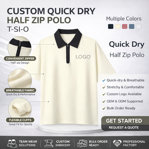 เสื้อโปโลซิปแบบกำหนดเองสำหรับผู้ชาย สีพื้น เนื้อผ้านุ่ม ระบายอากาศได้ดี เสื้อโปโลลำลองสำหรับธุรกิจ รับทำโลโก้ OEM - Product Image 3