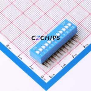 DT-12LT DIP Switch Through hole Component (THT),P=2.54mm Switch Flat Toggle, Raised Type Single Pole Single Throw 12 2.54mm - Product Image 1