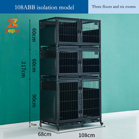Cage d'élevage pour chats en métal massif à trois niveaux, cage d'adaptation pour chiens à double niveau, cloison parent-enfant, maison respirante en fer pour chats