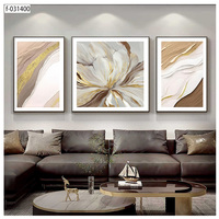 Karya seni cetak UV bertekstur kulit dengan motif bunga abstrak Nordik cocok untuk dekorasi dinding latar belakang sofa.