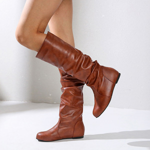 <span class=keywords><strong>Stivali</strong></span> Chelsea da donna con fondo piatto a pieghe taglie forti - Product Image 4