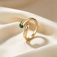 Vente flash - Bague ouverte en laiton plaqué or 14 carats |   Bague géométrique en pierre vertes à facettes en forme de virgule |   Bracelet minimaliste réglable pour femmes