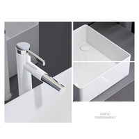Vasque en céramique blanche à poser sur comptoir 3133 380x380mm, lavabo pour salle de bain d'hôtel, projet de décoration