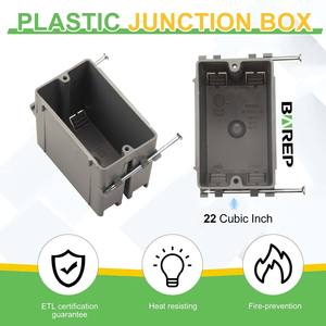 Caja de Conexiones Eléctrica de PVC Barep con Certificación ETL, 20 Cuin, 1 Entrada, Nueva, para Interruptor, GFCI, Atenuador - Product Image 5