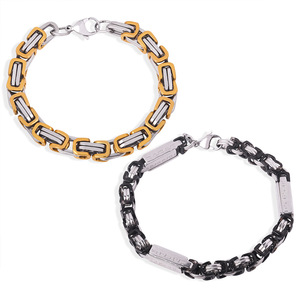 Aretas Chunky Punk Bijoux pulsera de cadena gruesa mujeres joyería de acero inoxidable Oro Negro Color hebilla cadena mujeres hombres pulsera - Product Image 6