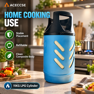 Bouteilles <span class=keywords><strong>de</strong></span> <span class=keywords><strong>gaz</strong></span> GPL composites Zhangshan en HDPE, anti-basculement, résistantes aux UV, rechargeables, recyclables, 11 kg pour la cuisson - Product Image 1