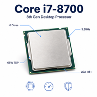 Nouveau en stock Processeur Core I7 8700 3,20 GHz 6 cœurs 12 Mo de cache 65 W TDP LGA 1151 Serveur