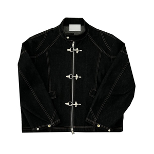 Chaqueta Squirorkop Personalizada de Algodón Twill Vaquero con Cierre de <span class=keywords><strong>Bombero</strong></span> <span class=keywords><strong>para</strong></span> <span class=keywords><strong>Hombre</strong></span>, Chaqueta Pesada Estilo Urbano Vintage con Cremallera - Product Image 1