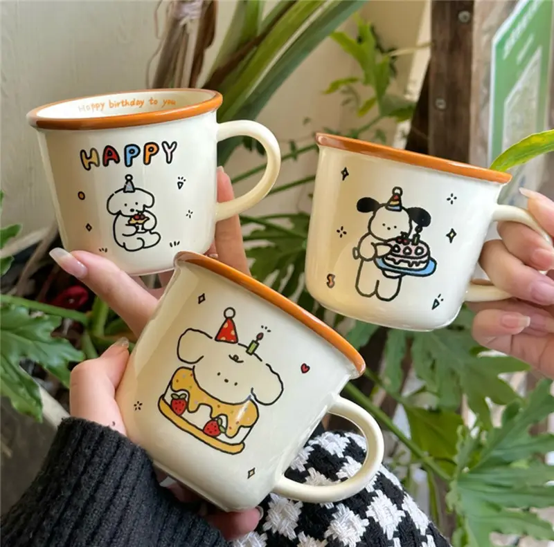 Dễ thương phim hoạt hình Puppy Mug tùy chỉnh-thực hiện gốm Mug Cup Mug với Dog xử lý hoàn hảo giáng sinh Quà Tặng