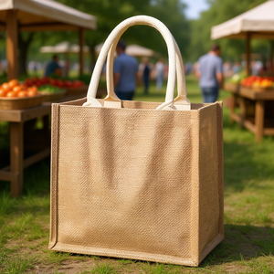 Borsa per la spesa in juta 15,3x12,2x5,9 pollici, resistente per uso domestico ed esterno - Product Image 2