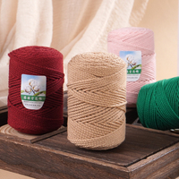 Fil à macramé multicolore 2 brins 100% coton 3MM torsadé, fil à macramé à brin unique