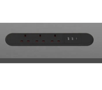 Prise de bureau encastrée |   3 prises, 2 ports USB-A, 1 port USB-C, alliage d'aluminium, usage commercial, 250V 16A