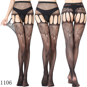 Collants noirs sexy RTS Factory pour femme, bas résille, leggings en maille, culotte ouverte, lingerie érotique, sous-vêtements transparents - Product Image 6