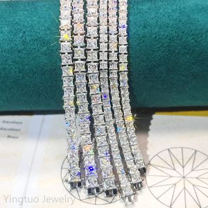 YingTuo Bijoux HIPHOP Carré Moissanite Bijoux <span class=keywords><strong>D</strong></span> Couleur VVS1 Rond S925 Plaqué 3mm/4mm Moissanite Tennis <span class=keywords><strong>Bracelet</strong></span> - Product Image 2