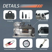 Compresseur d'air industriel haute performance 200 PSI 12V/24V avec double pince de batterie pour gonflage de pneus de camion tout-terrain et moniteur de pression des pneus