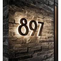 Numéro personnalisé Hôtel Led Signe En Acier Inoxydable École Porte Étage Numéro LED logo Signes 3D Adresse Led Signalisation Maison Nubmers Signes