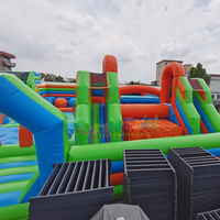 Parcours d'obstacles gonflable géant Funland pour enfants, château gonflable extérieur à usage commercial, capacité 500 kg, matériau PVC portable