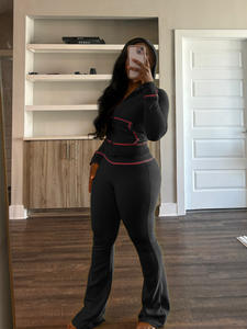 PASUXI personalizado sólido conjunto de mujer con capucha Tops pantalones acampanados trajes 2025 otoño Casual Street Baddie conjuntos de 2 piezas - Product Image 3