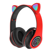 B39M mignon chat oreilles sans fil casque avec micro Flash lumière LED stéréo musique casque pliable téléphone casque enfant fille cadeau