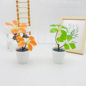 Planta Bonsái Artificial Paulon de 15 cm de Alto, Maceta de Espuma Verde Naranja, Decoración Moderna para Interiores, Accesorios de Fotografía - Product Image 1