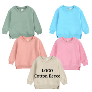Felpe con Cappuccio per Bambini con Logo Personalizzato, in Cotone Felpato, Tinta Unita, Girocollo, Oversize, Pullover per Ragazzi e Ragazze - Product Image 3