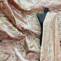 Tissu en dentelle de velours de soie brodé de sequins de haute qualité, très prisé pour les robes de mariée pour femmes