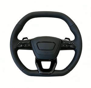 Volante Deportivo de Fondo Plano en Cuero Perforado con Palanca de Cambios para <span class=keywords><strong>Audi</strong></span> A3 A4 A5 A6 A7 <span class=keywords><strong>Q3</strong></span> Q5 Q7 - Product Image 1