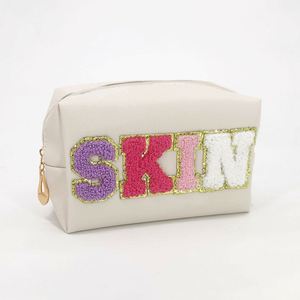 Trousse de Toilette DIY en Cuir PU avec Patch Brodé, Faible MOQ, Personnalisable avec Lettres, Sac Cosmétique de Voyage pour Femme - Product Image 6