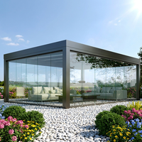 Pergola bioclimatique en aluminium à lames orientables motorisées électriques, cadre thermolaqué - Terrasse extérieure écologique, balcon