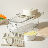Coupe-légumes manuel multifonctionnel en acier inoxydable pour la cuisine, trancheuse à mandoline avec panier d'égouttage