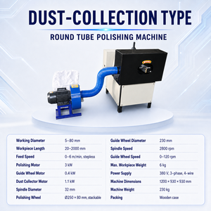 Machine de polissage de tubes ronds à poste unique pour le meulage et la finition brossée de tuyaux en acier inoxydable à faible volume de production - Product Image 2