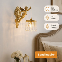 Applique Murale en Cristal, Lampe Murale Baroque en Laiton avec Ange Chérubin H65, Luminaire Mural de Luxe Solide E14 pour Intérieur, Salon, Chambre, Hôtel