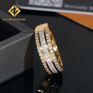 Anillo Zuanfa Estilo Hip Hop para Hombre, Plata de Ley 925, Anillo con Incrustaciones de Moissanita VVS, Chapado en Oro de 18K, Anillo de Moissanita Personalizado - Product Image 2
