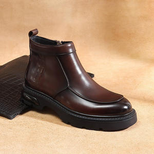 Nouvelles Bottes d'Hiver Montantes Classiques Polyvalentes Décontractées pour Hommes, Imperméables en Cuir Véritable, Rehaussantes, pour le Travail en Extérieur et le Sport - Product Image 2