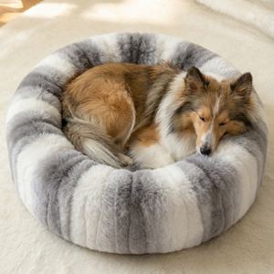 Luxuriöses Plüsch-Beruhigungs-Hundebett, Rundes Katzenbett, Umweltfreundliches Flauschiges Waschbares Donut-Haustierbett, Individuelles Designer-Kuschelbett für Hunde & Katzen - Product Image 5