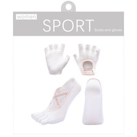 Gants en dentelle pour femmes Chaussettes de yoga Set à la main Chaussettes Pilates à 5 orteils avec mitaines demi-doigts antidérapantes sans orteils Vente en gros