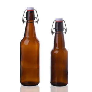 Salıncak üst şişe sıcak satış hava geçirmez kahverengi Amber bira boş EZ kap 330ml 500ml cam salıncak üst şişe