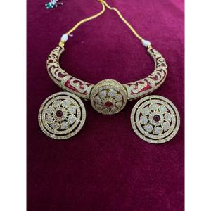 Kundan Minakari Hasli Kanthi gargantilla collar conjunto con tachuelas Rajsathani Rajwada Haar collar de boda indio - Product Image 4