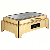 Ensemble de plats chauds en acier inoxydable pour restaurant et hôtel, chauffe-plats électrique moderne, ensemble de buffet argenté, ensemble de chauffe-plats de luxe