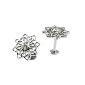 <span class=keywords><strong>Piercing</strong></span> de Titanio ASTM F136 con Diseño de Flor Mandala, 16G, Roscado Internamente, con Circonita Cúbica, para Cartílago, Hélix, Tragus - Product Image 5