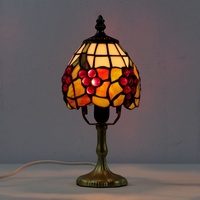 Lámpara de Mesa LED Simple de Estilo Europeo LongHuiJing de 6 Pulgadas con Vidrio Tintado con Diseño de Uvas para Decoración de Sala de Estar y Dormitorio, Hecha a Mano