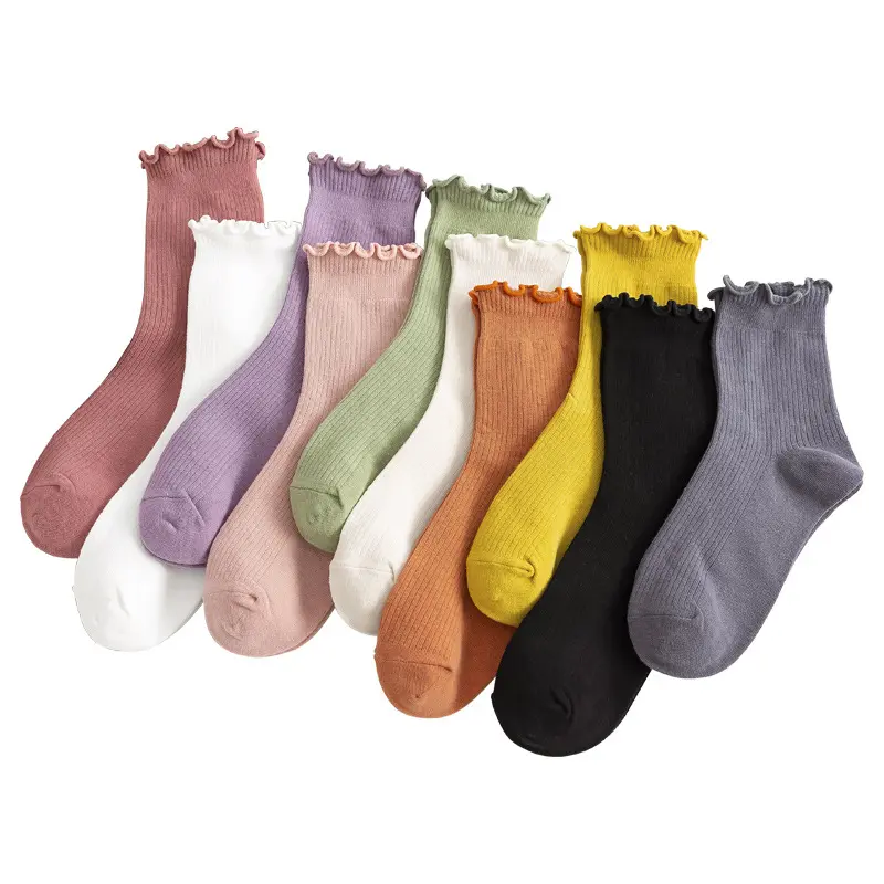 Wholesale Popular Retro Ruffle Ankle Socks Socks Women Cotton Girls Lace Socks